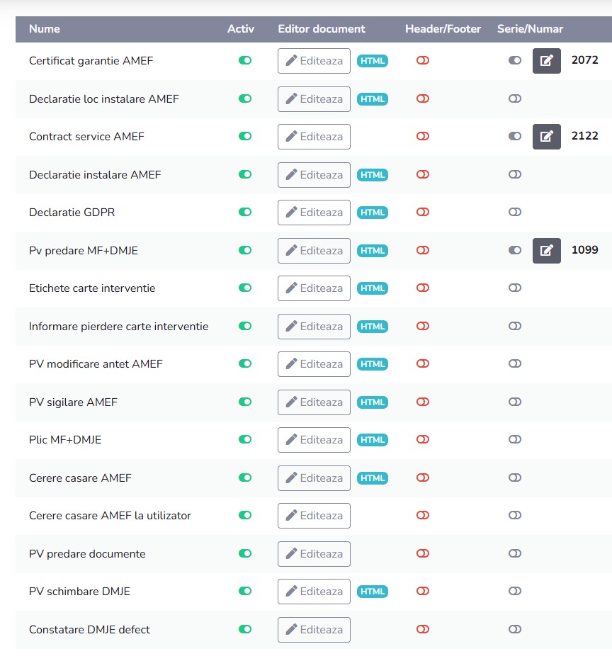 Sabloane disponibile